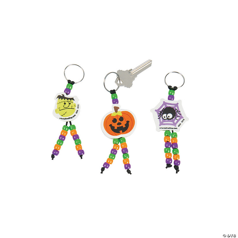 1 3/4&quot; x 4 3/4&quot; Bulk Halloween Beaded Keychain Craft Kit - Makes 50 Image