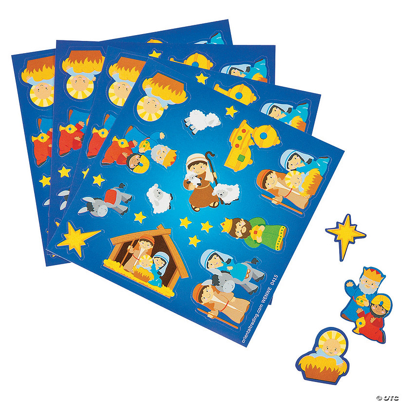 1/4" - 1 1/2" Bulk 50 Pc. Nativity Scene Paper Sticker Sheets Image