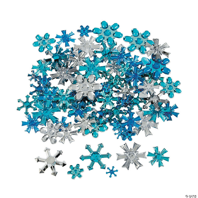 1/4" - 3/4" Bulk 150 Pc. Snowflake Blue & Silver Plastic Jewel Assortment Image