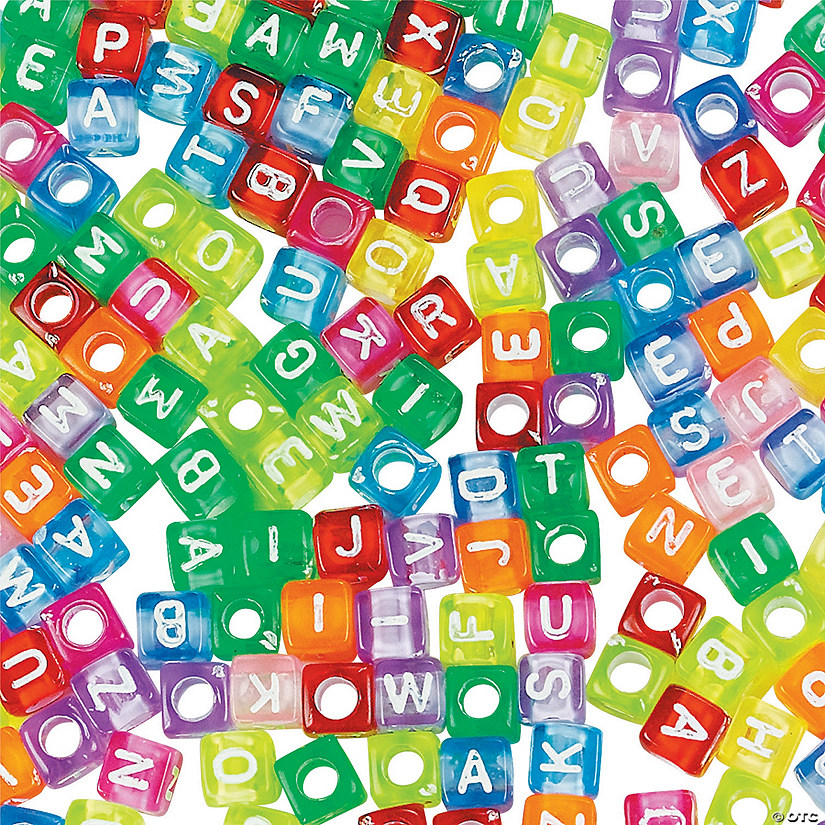 1/4" Bulk 260 Pc. Bright Awesome Alphabet Cube Beads Image