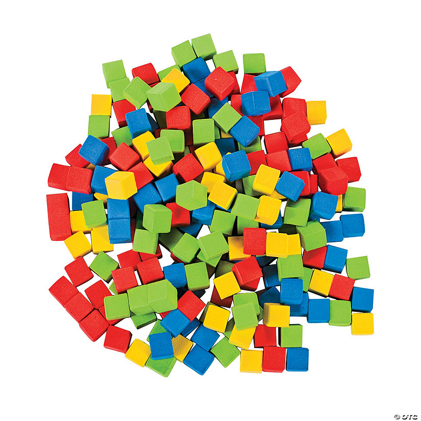 1/4" Red, Blue, Green & Yellow Foam Counting Cubes Manipulatives - 200 Pc. Image