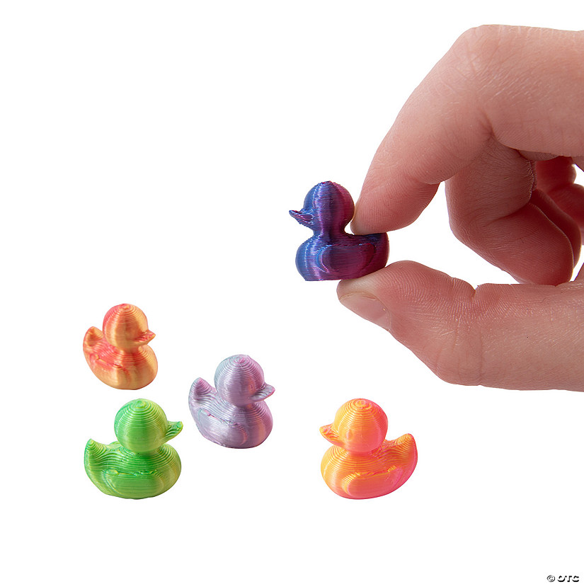 1/4&quot; x 1/2&quot; Bulk 50 Pc. Bright Color 3D-Printed Micro Rubber Duck Plastic Toys Image