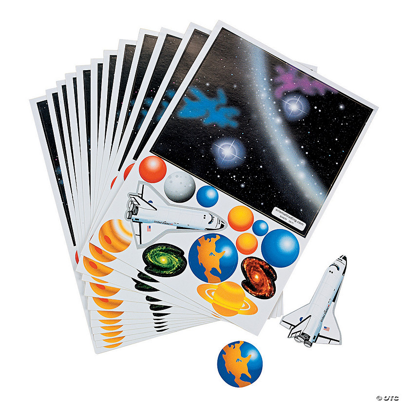 1/4" x 4 1/4" Solar System Multicolor Paper Sticker Scenes - 12 Pc. Image