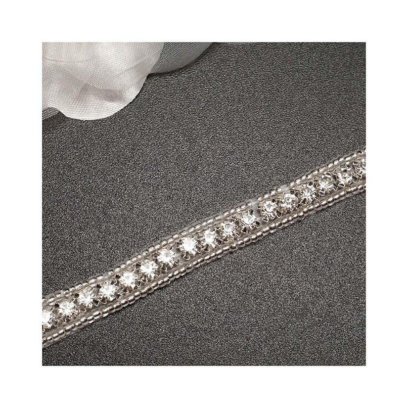 1/4" x 5 Yards Silver Iron On Rhinestone Trim Image