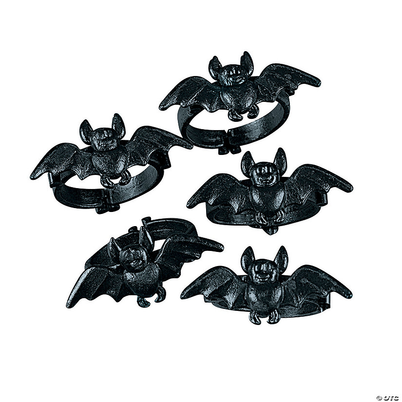 1" Bulk 144 Pc. Classic Halloween Black Bat Plastic Rings Image