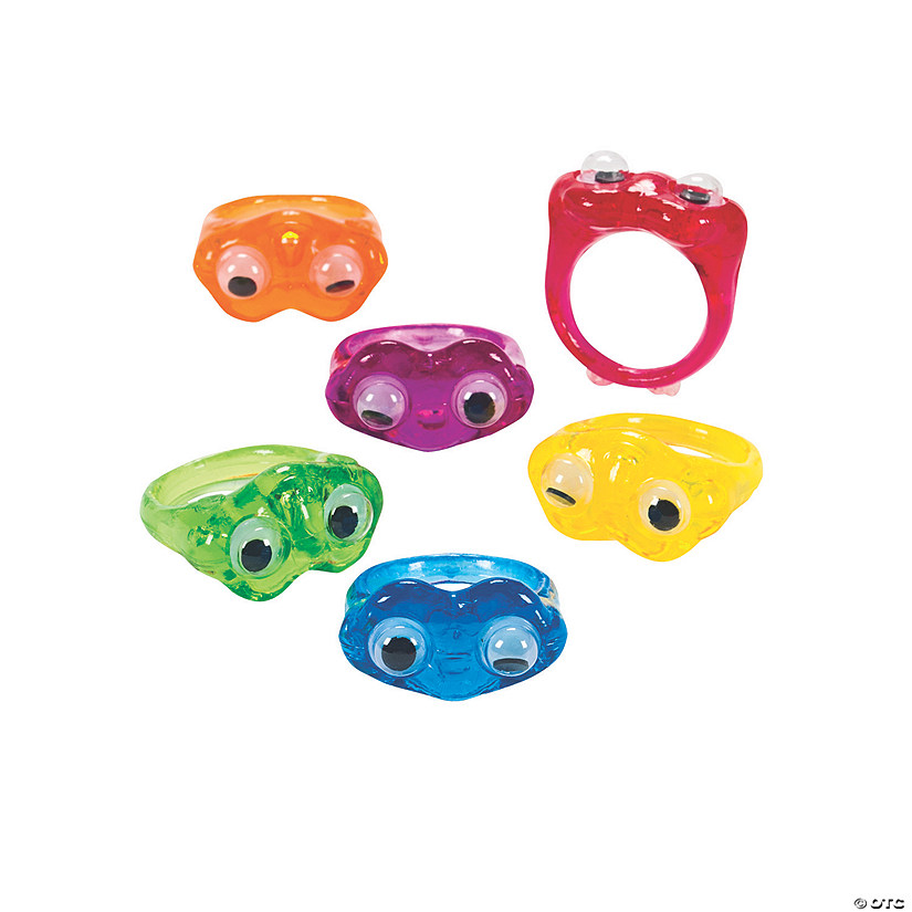 1" Bulk 48 Pc. Bright Colors Googly Eyes Plastic Rings Image