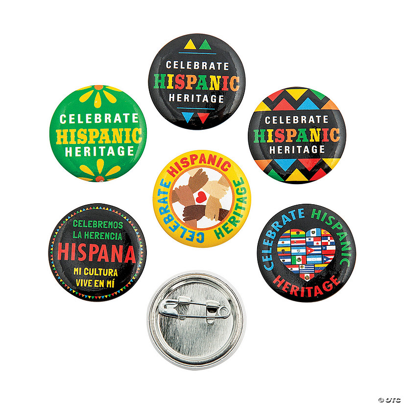 1" Bulk 48 Pc. Mini Hispanic Heritage Multicolor Metal Buttons Image