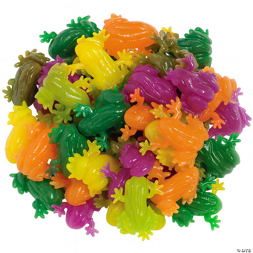 1" Bulk 48 Pc. Mini Realistic Sticky Vinyl Frogs Image