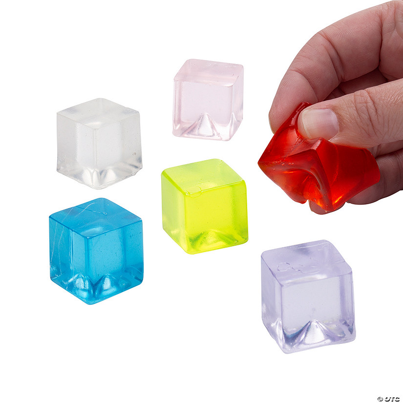 1" Bulk Mini Sticky Squish Colorful Rubber Cubes Image