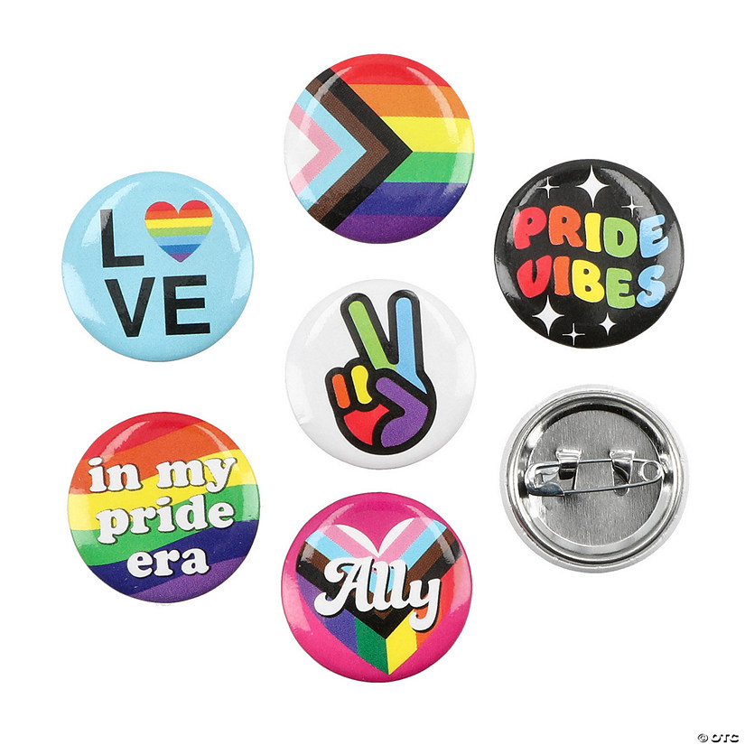 1" diam. Bulk 48 Pc. Mini Rainbow Pride Metal Buttons Image
