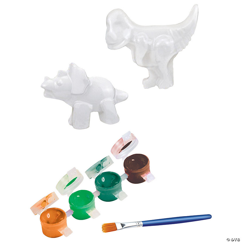 1&quot; Dinosaur T-Rex &amp; Triceratops Toys &amp; Paint Set - 2 Pc. Image