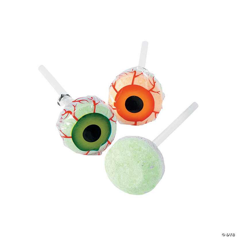 1" Eyeball Print Assorted Tart Fruit-Flavored Lollipops - 46 Pc. Image