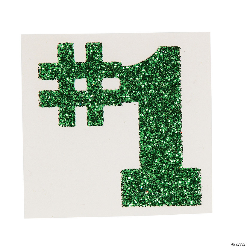 #1 Green Glitter Tattoo Stickers - 12 Pc. Image
