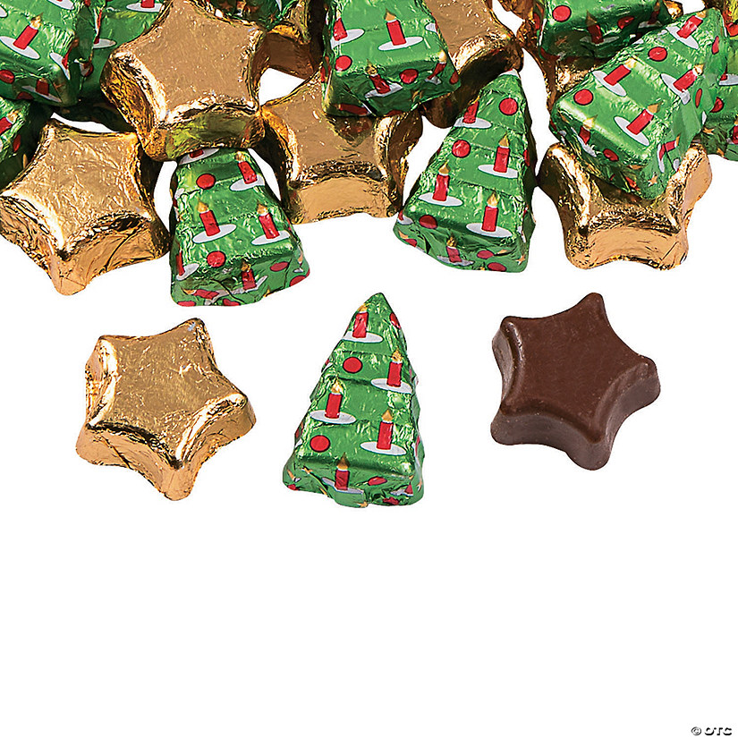 1 lb. Christmas Tree & Star-Shaped Chocolate Candy - 57 Pc. Image