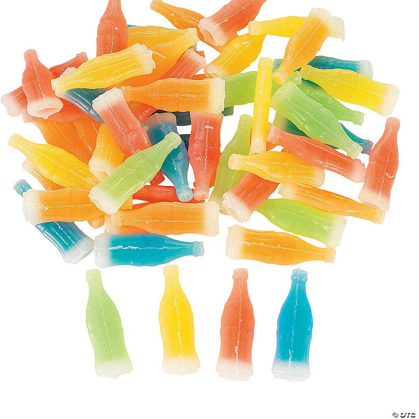 1 lb. Classic Wax Bottles Green, Yellow, Red & Blue Liquid Candy - 50 Pc. Image
