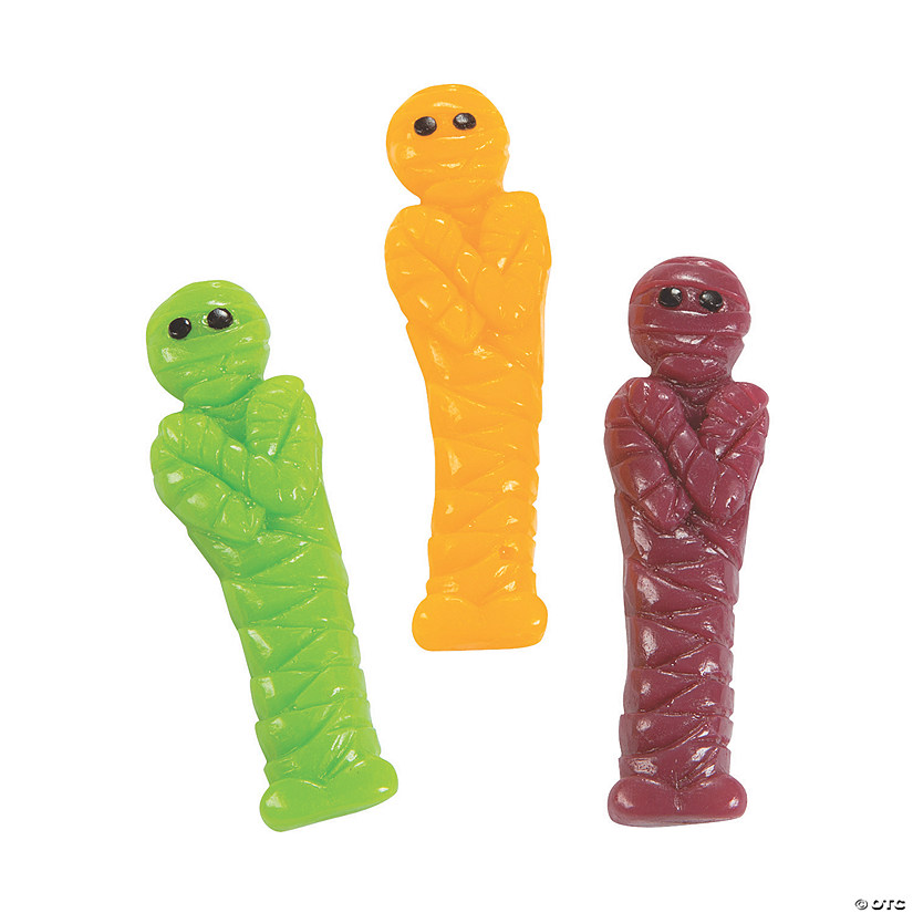 1 lb. Mummies Green, Yellow & Purple Fruit Gummy Candy - 46 Pc. Image
