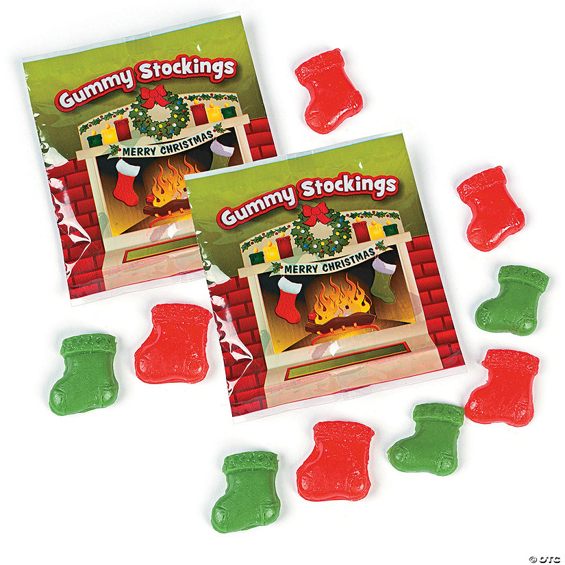 1 lb. Stockings Green Apple & Cherry Gummy Candy Fun Packs - 18 Pc. Image