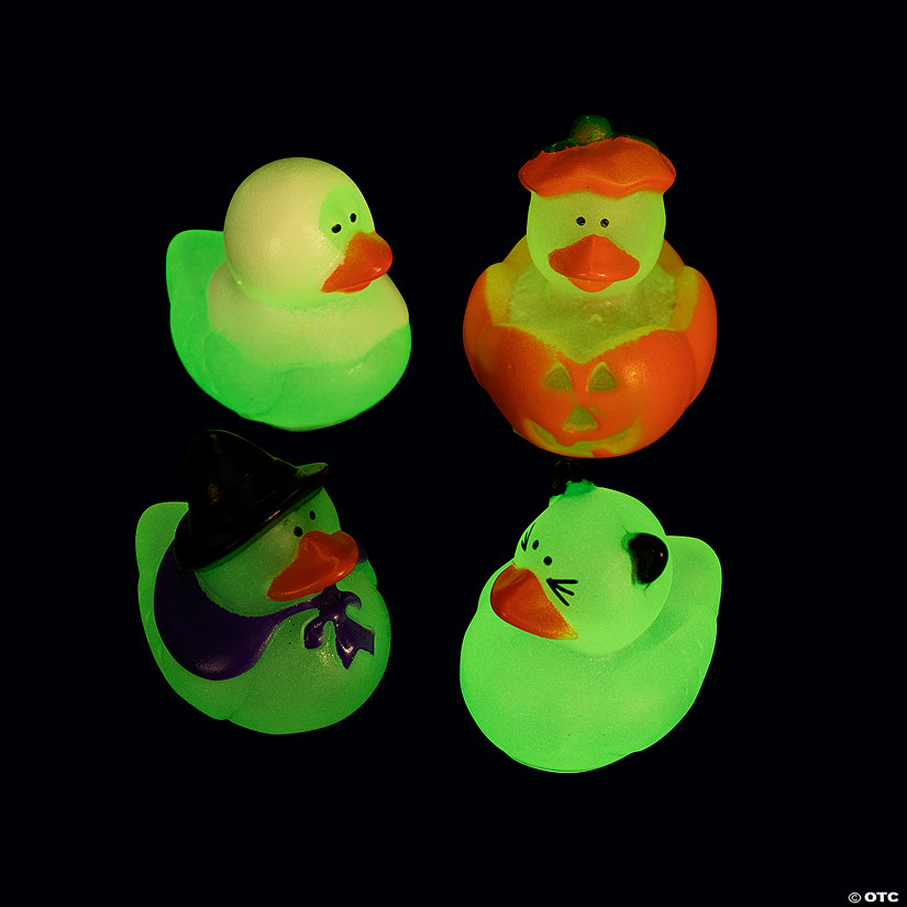 1" Mini Glow-in-the-Dark Vinyl Halloween Rubber Ducks - 24 Pc. Image