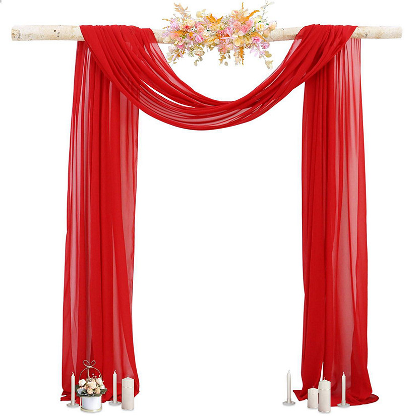 1 Panel 20FT Red Sheer Chiffon Drape for Wedding Arch, Backdrop, Party, and Ceiling Decorations Image