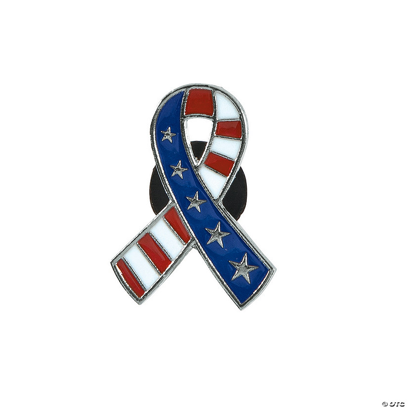 1" Patriotic Red, White & Blue USA Metal Ribbon Pins - 36 Pc. Image