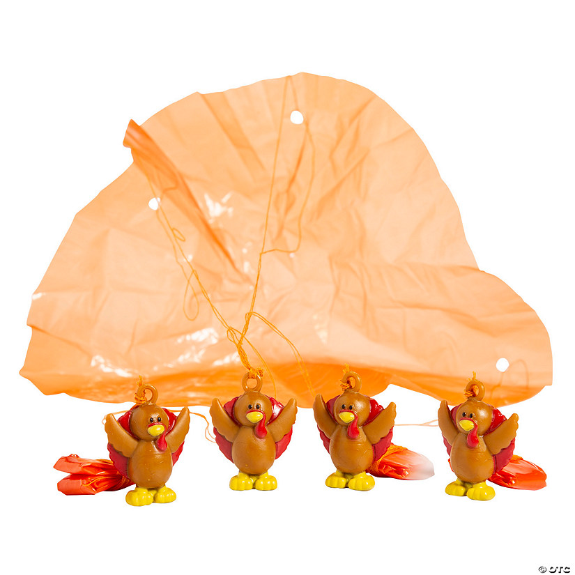 1" x 1 1/4" Thanksgiving Turkey Character Paratroopers - 12 Pc. Image