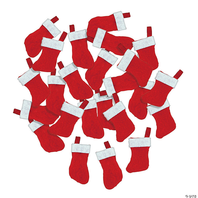 1" x 2 1/4" Mini Christmas Red & White Cotton Stockings - 24 Pc. Image