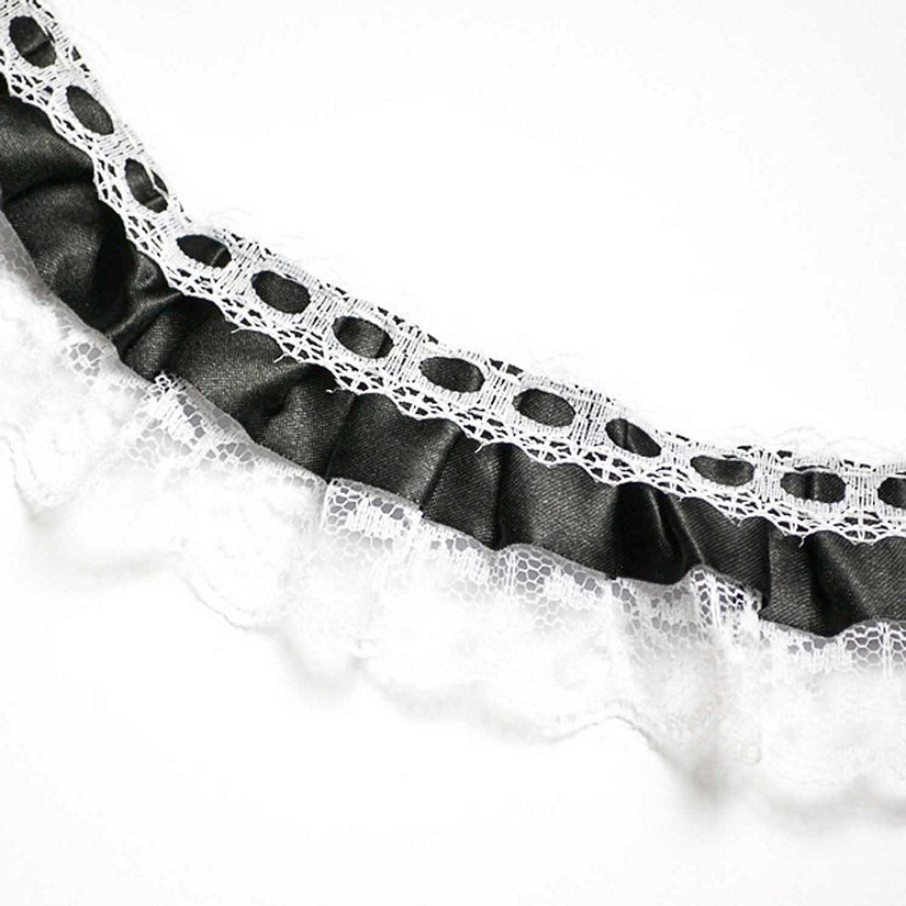 1" x 50 Yards Black Ruffled Lace Trim Image