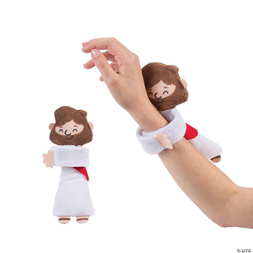 10 1/2" Hugging Stuffed Jesus Slap Bracelets - 12 Pc. Image