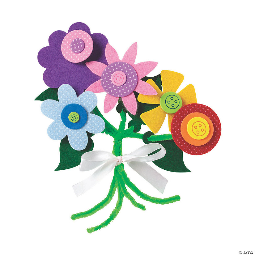 10 1/2" Self-Adhesive Felt Colorful Flower Bouquet Craft Kit - Makes 12 Image