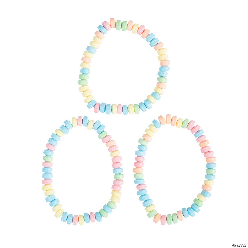 10 1/2" Stretchable Multicolor Fruit Hard Candy Necklaces - 24 Pc. Image