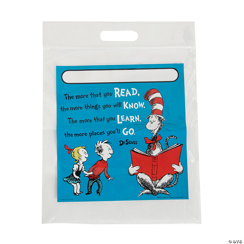 10 1/2" x 14 1/4" Dr. Seuss&#8482; The Cat in the Hat&#8482; Plastic Book Buddy Bags &#8211; 12 Pc. Image