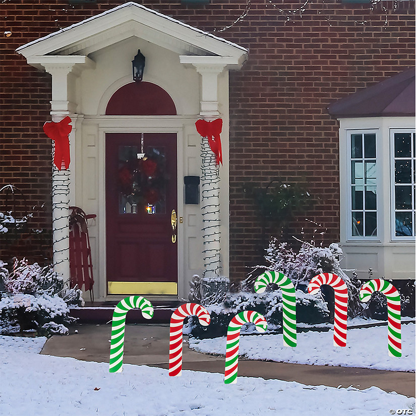 10 1/2" x 19 3/4" Red, Green & White Candy Cane Yard Signs - 6 Pc. Image