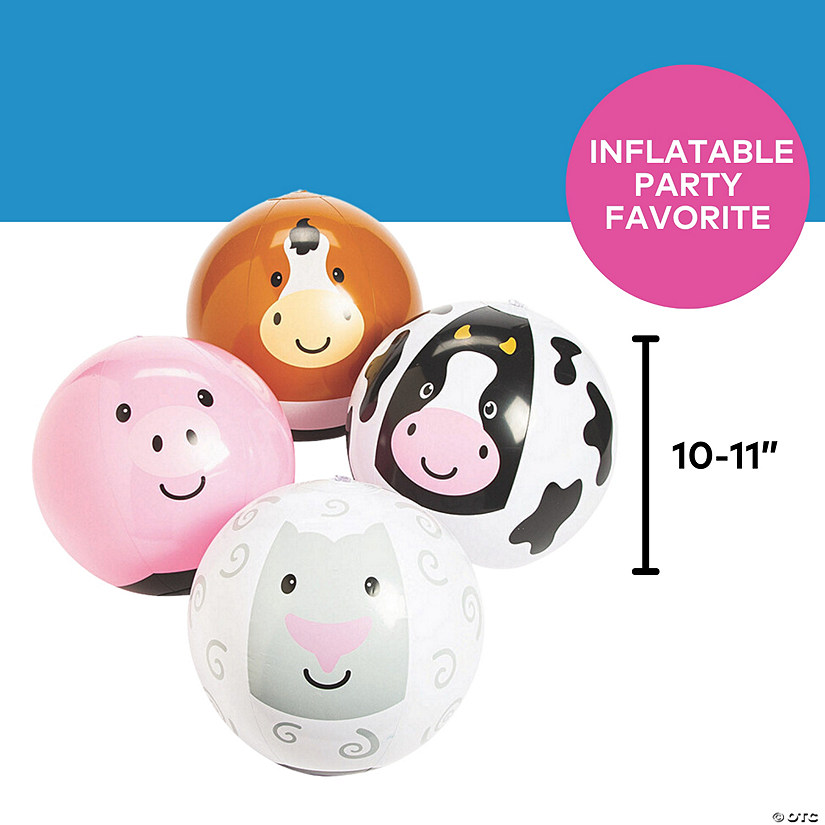 10" - 11" Inflatable Farm Animal Character Vinyl Ball Toys - 4 Pc. Image