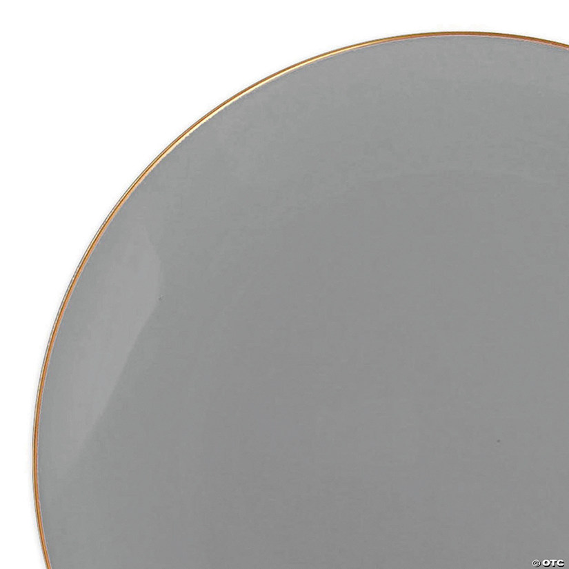 10.25" Gray with Gold Organic Round Disposable Plastic Dinner Plates (40 Plates) Image