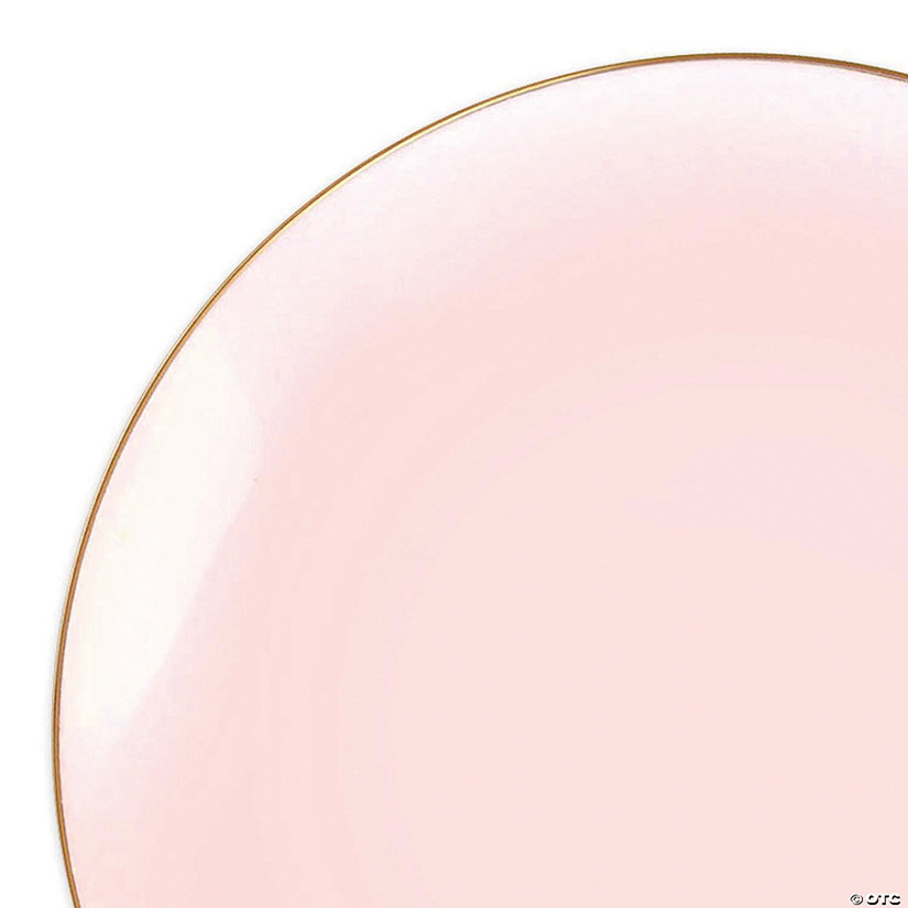10.25" Pink with Gold Organic Round Disposable Plastic Dinner Plates (40 Plates) Image