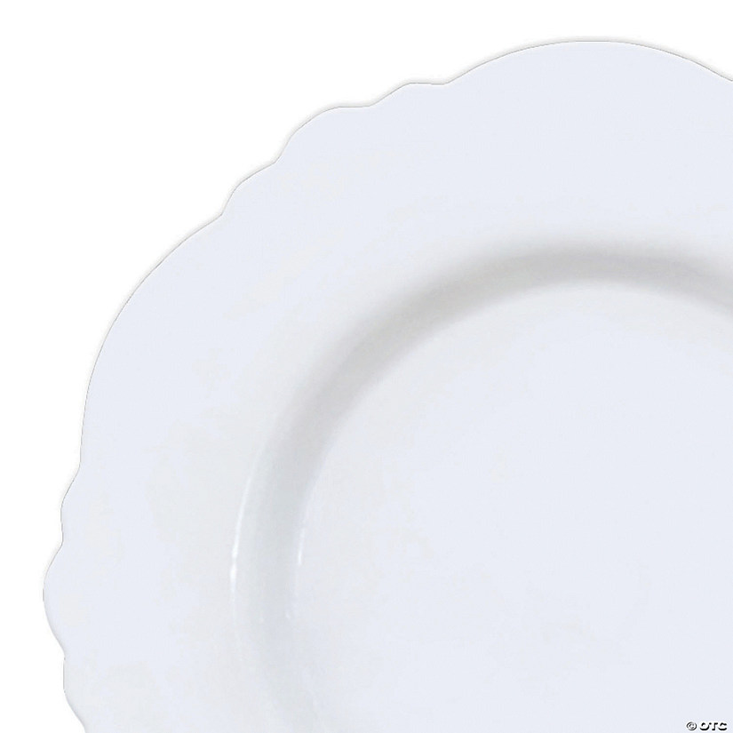 10.25" Solid White Round Blossom Disposable Plastic Dinner Plates (120 Plates) Image