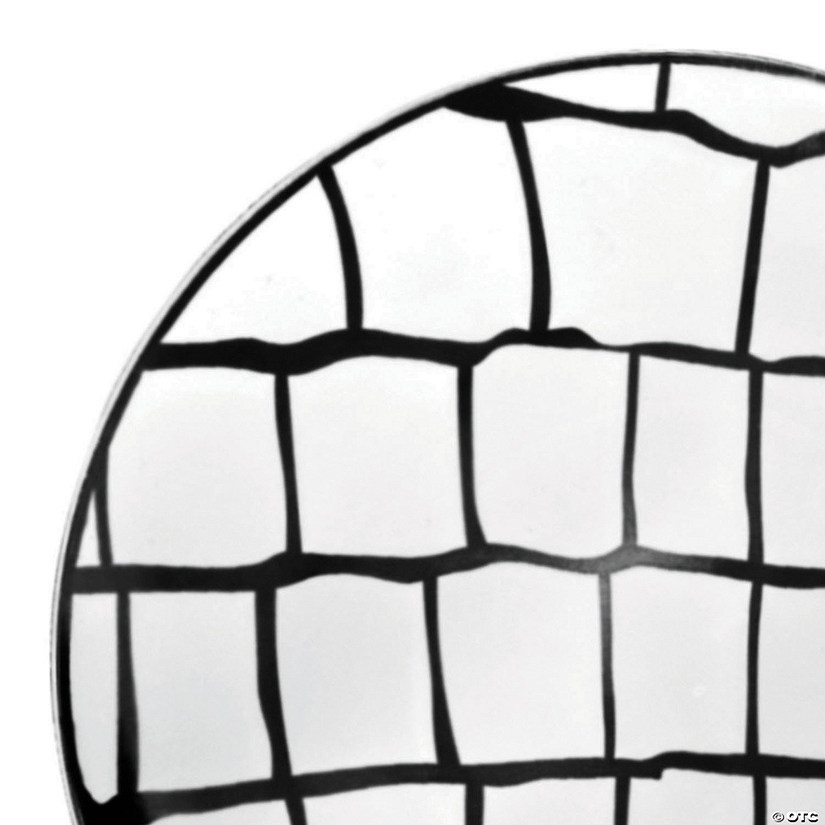10.25" White with Black Scales Pattern Round Disposable Plastic Dinner Plates (120 Plates) Image