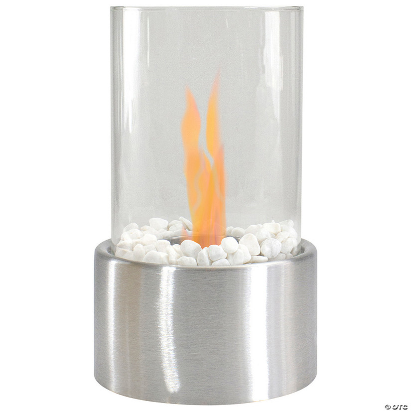 10.5" Bio Ethanol Round Portable Tabletop Fireplace with Silver Base Image
