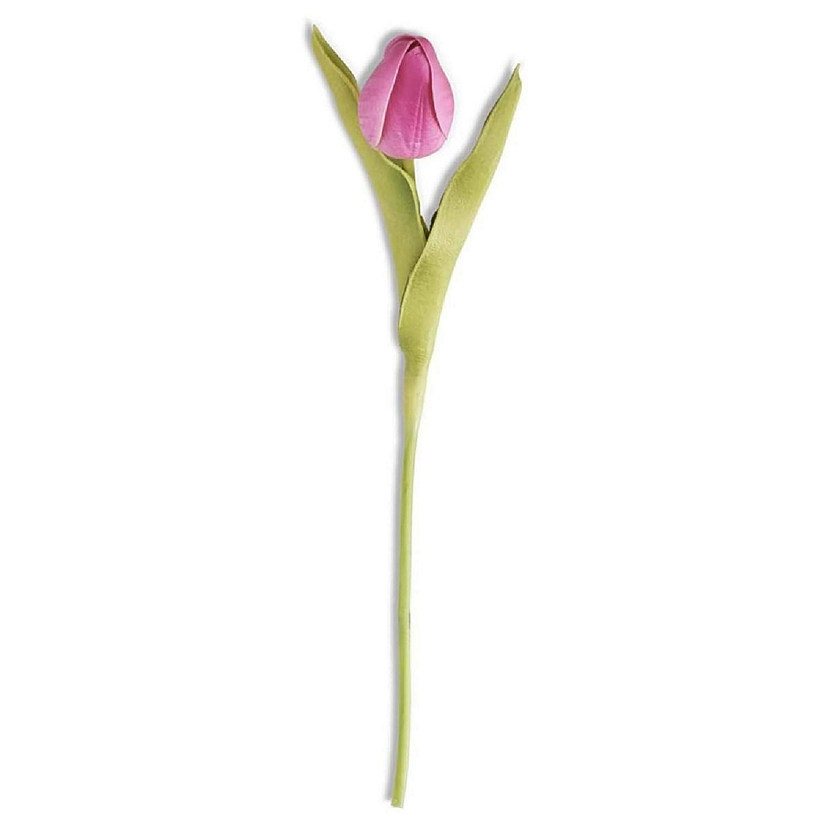 10.5&quot; Realistic Touch Fuchsia Tulip, Foam-Like Fabric, Waterproof, Fade Resistant, Crush-Proof Image