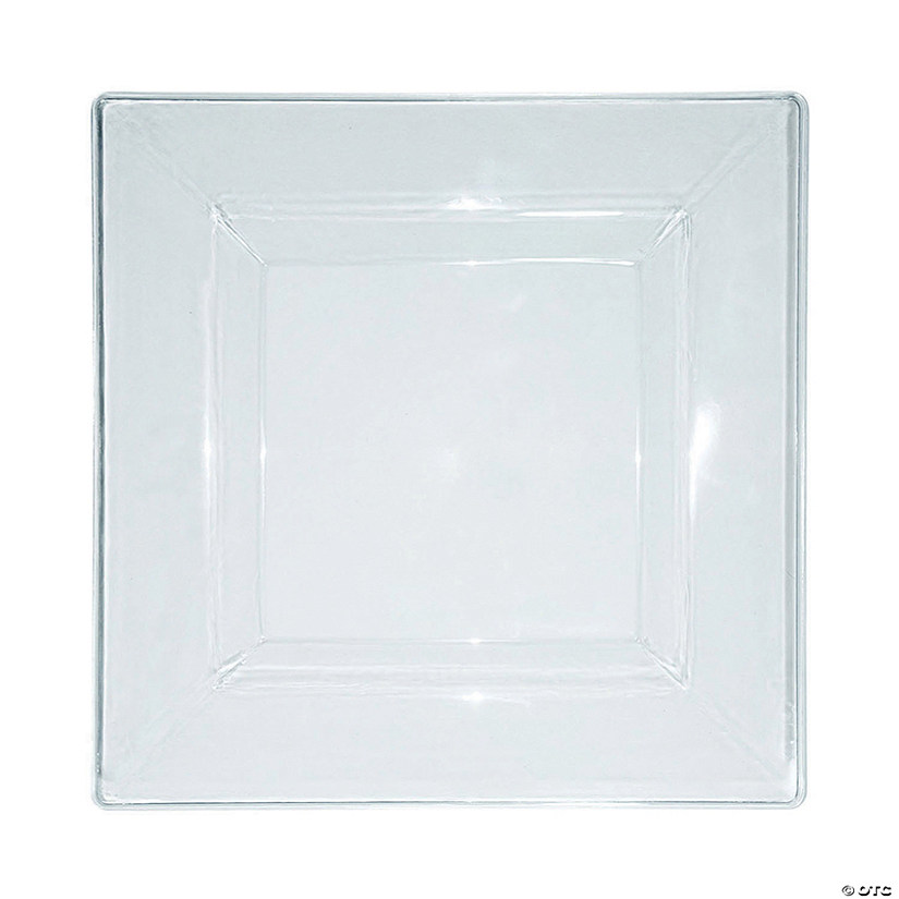 10.75" Clear Square Plastic Dinner Plates (30 Plates) Image