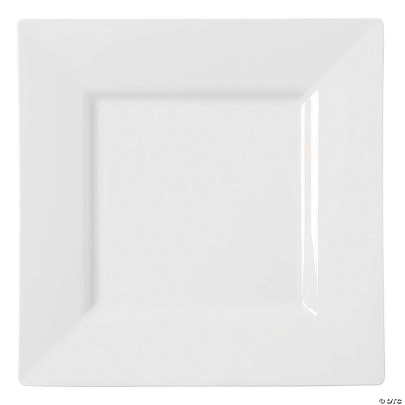 10.75" White Square Plastic Dinner Plates (30 Plates) Oriental Trading