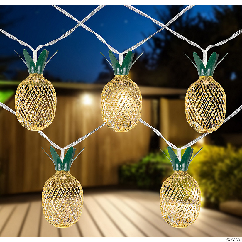 10 B/O LED Warm White Gold Pineapple String Lights - 3' Clear Wire Image