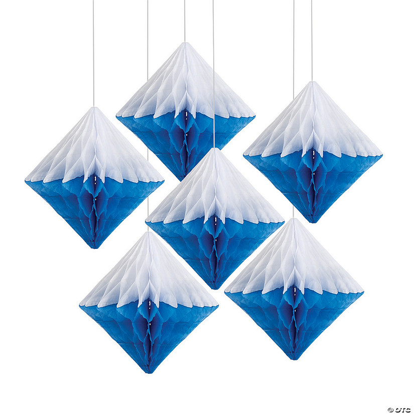 10" Blue Diamond Honeycomb Ceiling Decorations - 6 Pc. Image