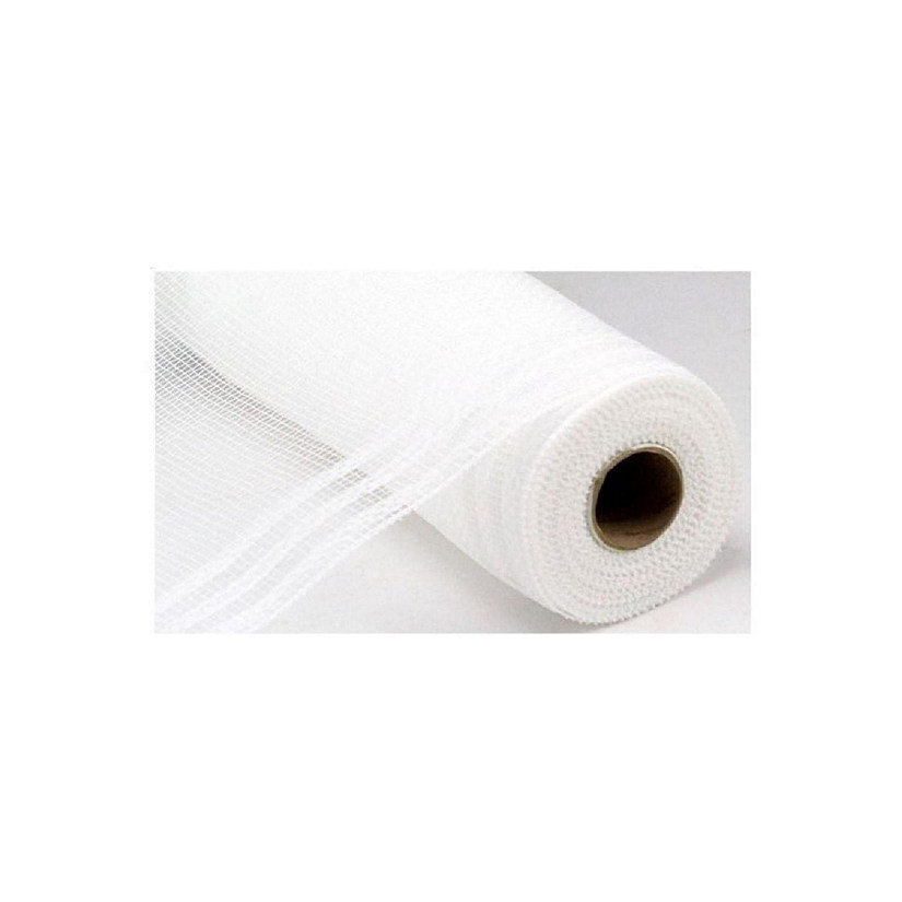 10" Border Stripe Metallic Mesh Ribbon: White (10 Yards) Image