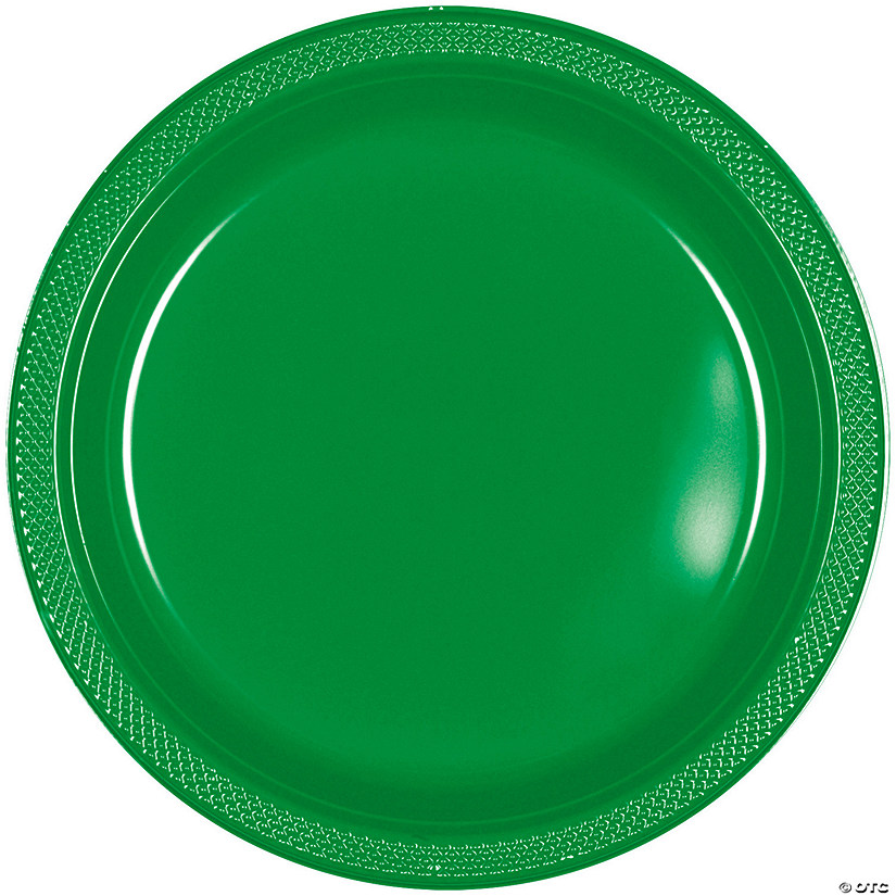 10" Bulk 50 Ct. Green Round Disposable Plastic Dinner Plates Image