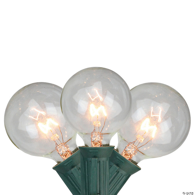 10-Count Clear G50 Globe Patio Light Set  9ft Green Wire Image