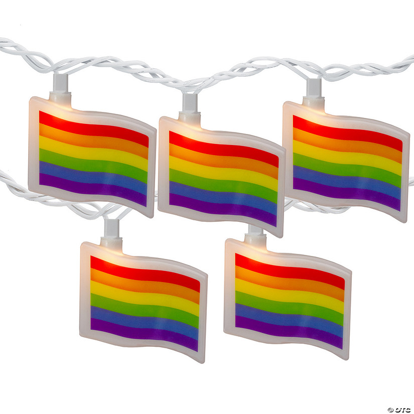 10-Count Clear Pride Flag Novelty String Light Set  7.5ft White Wire Image