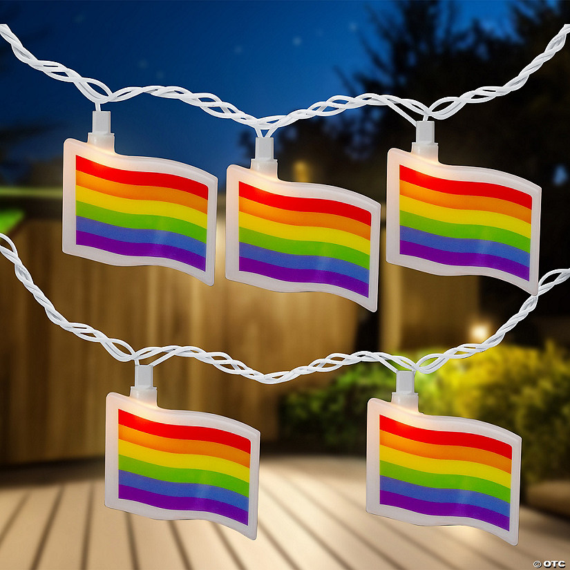 10-Count Clear Pride Flag Novelty String Light Set  7.5ft White Wire Image