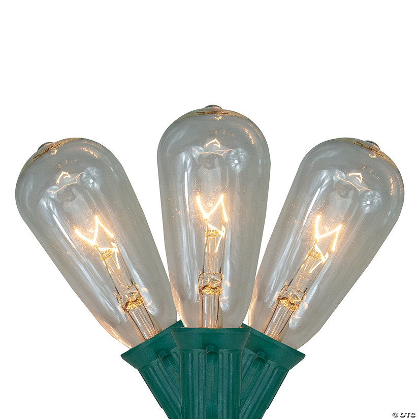 10-Count Clear Transparent Edison Patio Light Set  9ft Green Wire Image