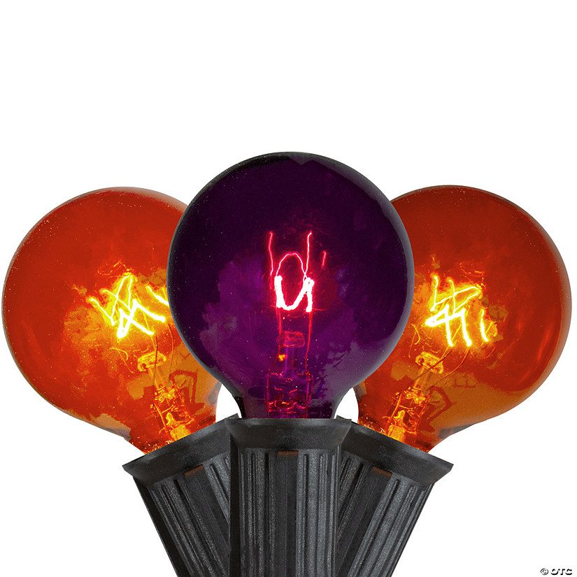 10-Count Orange and Purple G40 Globe Halloween Lights  9ft Black Wire Image